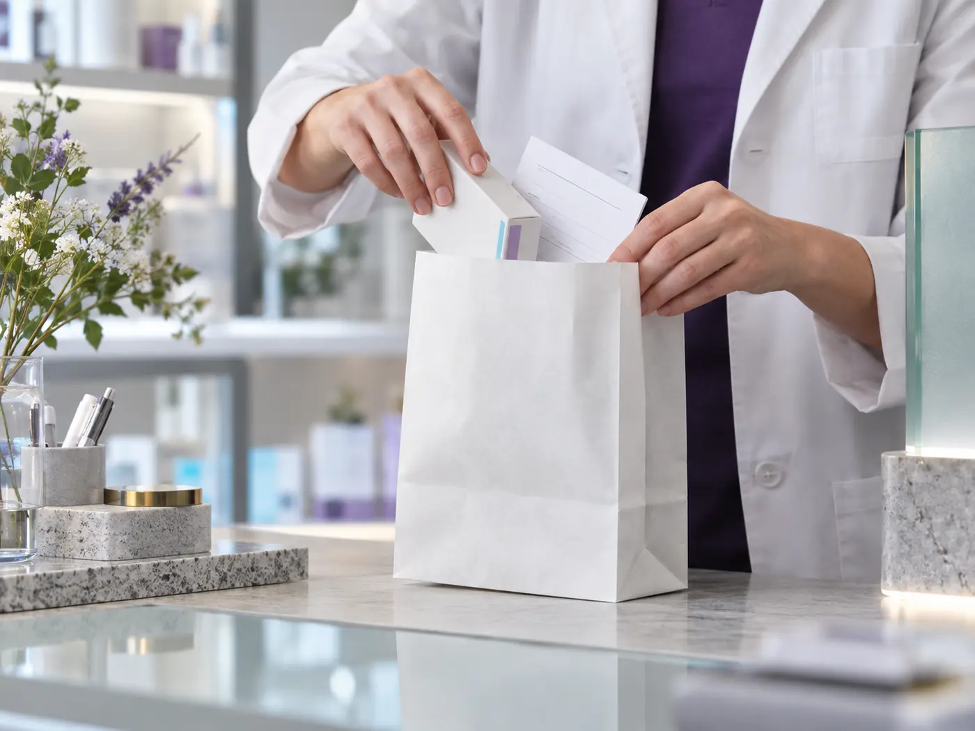 A pharmacist preparing an order